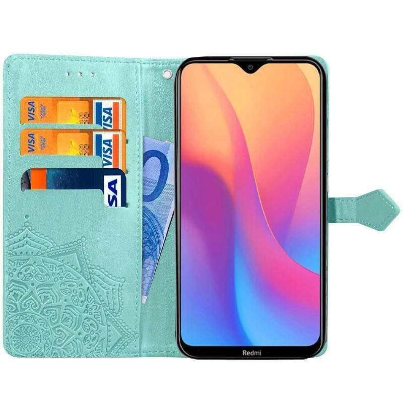 Шкіряний чохол-книжка Art Case з візитницею для Xiaomi Redmi 8a – Бірюзовий. Фото 3 з 7