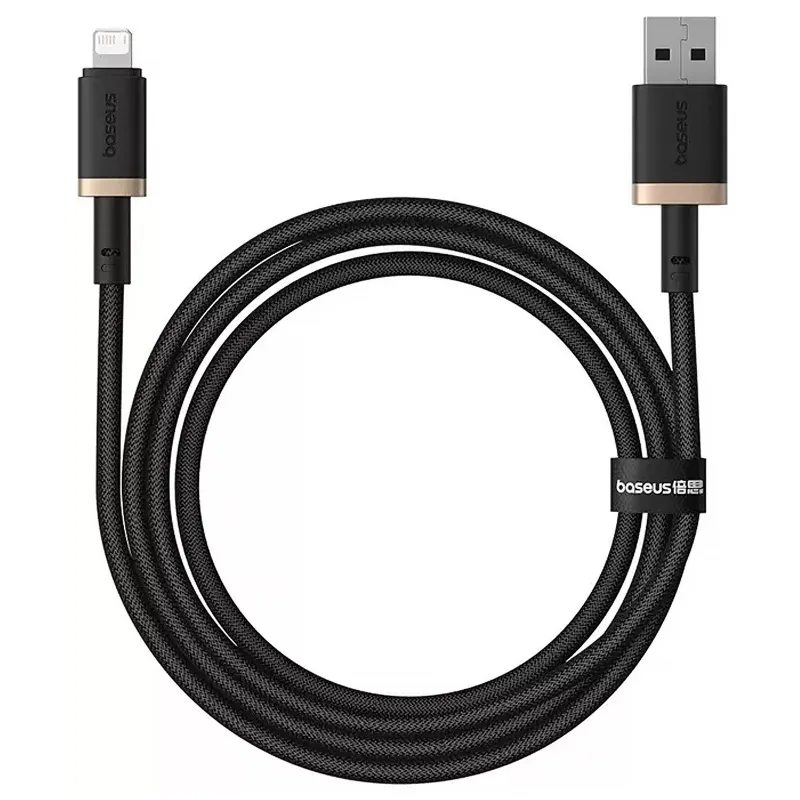 Дата кабель Baseus Dura Series Fast Charging USB to Lightning 2.4A (1m) (CB000122) – Gold / Black. Фото 4 из 5