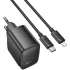 СЗУ Hoco CS61A Bright PD30W+QC3.0 (1USB-A/1C) + кабель Type-C to Lightning – Black. Фото 2 из 6