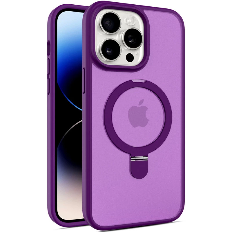 

Цветной TPU+PC с металлическими кнопками, кольцом и MagSafe для Apple iPhone 15 Pro (6.1") (Purple)