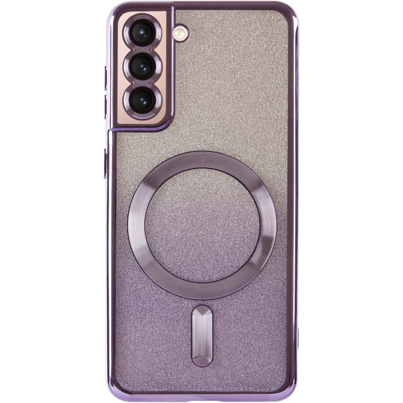 Чохол з блискітками, захисними лінзами на камеру та MagSafe на Samsung Galaxy S21 FE – Фіолетовий / Purple. Фото 5 з 11
