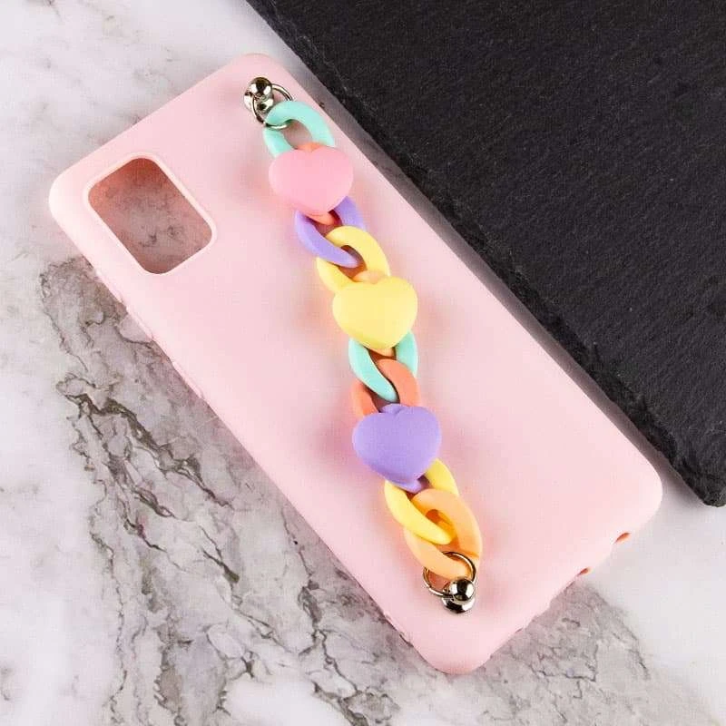 Чехол Heart с цепочкой для Samsung Galaxy A51 – Pink Sand. Фото 3 из 4