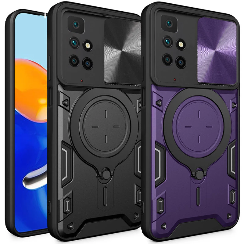 Ударостійкий чохол Bracket Ringstand із захисною шторкою для камери на Xiaomi Redmi 10 фото 1 з 1