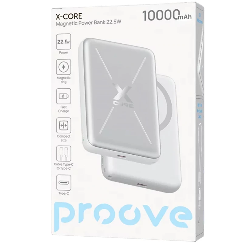 Портативний ЗП Power Bank Proove X-Core 22.5W з БЗП 10000 mAh – silver. Фото 6 з 7
