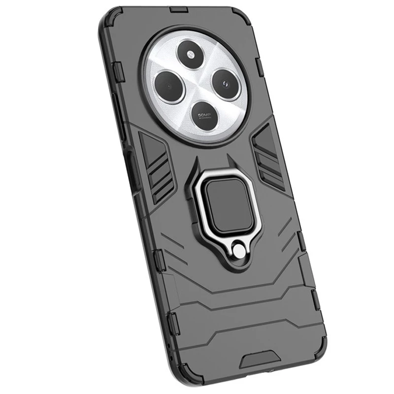 Противоударный чехол Transformer с кольцом для Xiaomi Redmi Note 13 Pro 5G – Черный / Soul Black. Фото 2 из 6