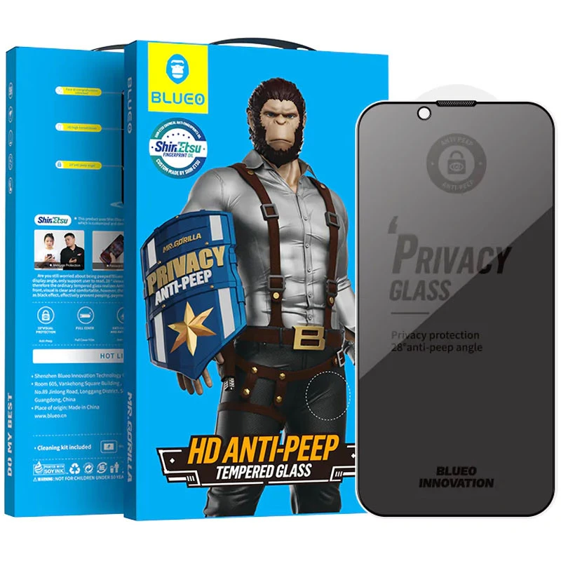 

Захисне скло Blueo Anti-Peep на Apple iPhone 15 Pro (6.1") (Чорний)