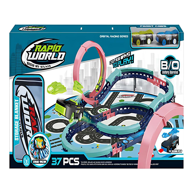 Інтерактивний трек з інерційною машинкою SHT 6688-512 (37pcs/2CAR) – Blue. Фото 2 з 2
