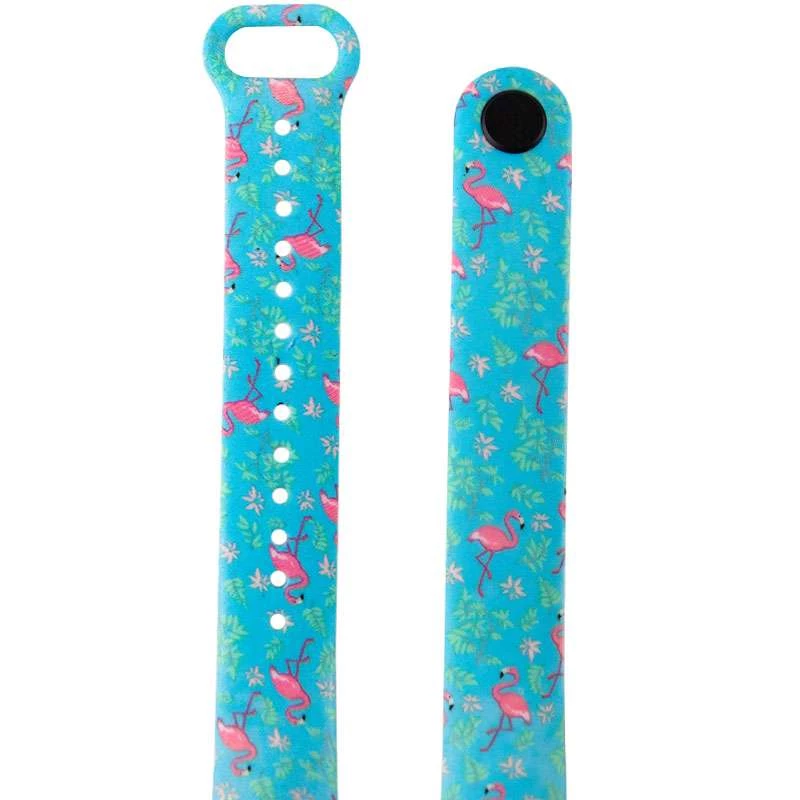 Силіконовий ремінець з малюнком для Xiaomi Mi Band 6 – Фламінго / Бірюзовий. Фото 2 з 3