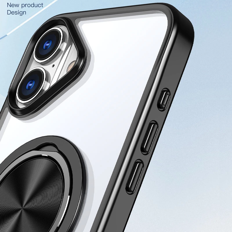 TPU+PC чохол з магнітом та кільцем для Apple iPhone 16 – Чорний. Фото 6 з 6