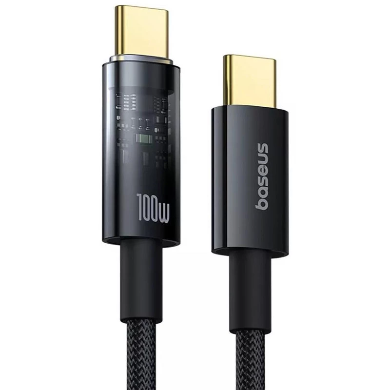 Дата кабель Baseus Explorer with Auto Shutdown Type-C to Type-C 100W (1m) (P103197031) – Cluster Black. Фото 2 з 7