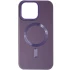 Кожаный чехол Bonbon с металлическими кнопками и MagSafe на Apple iPhone 15 (6.1") – Фиолетовый / Dark Purple. Фото 1 из 8