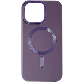 Шкіряний чохол Bonbon з металевими кнопками та MagSafe на Apple iPhone 15 Plus (6.7") — Фіолетовий / Dark Purple