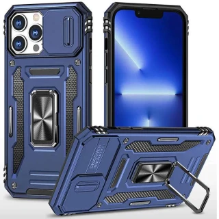 Ударостійкий чохол Square Ring зi шторкою на камеру на Apple iPhone 14 Pro Max (6.7") — Синій / Navy