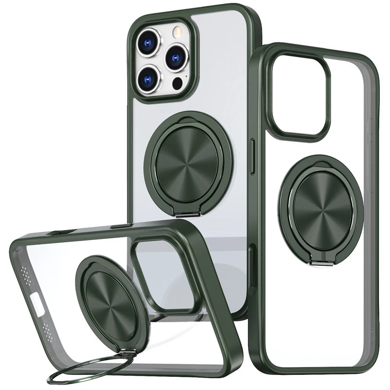 TPU+PC чехол с магнитом и кольцом для Apple iPhone 16 Pro Max – Зеленый. Фото 1 из 1