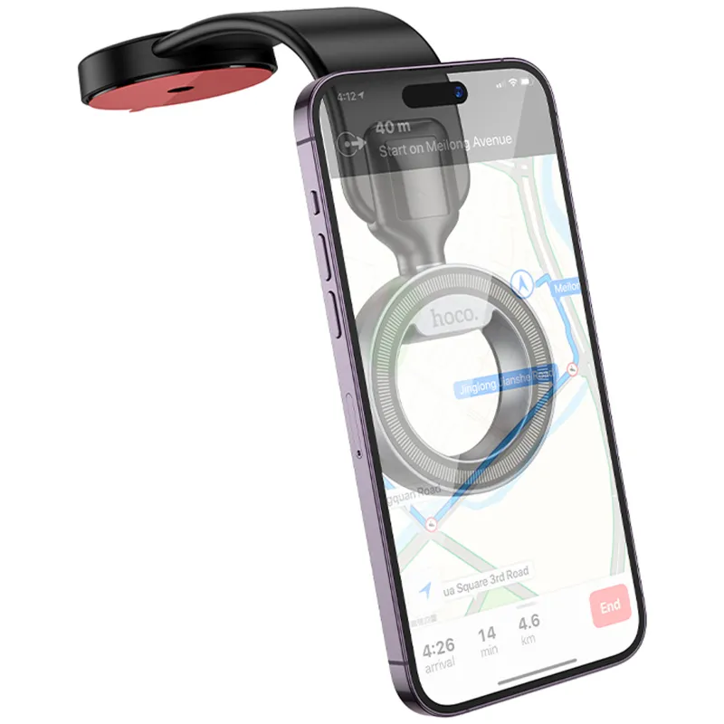 Автодержатель Hoco H71 Totem Ring magnetic (center console) – Black metal gray. Фото 3 из 6