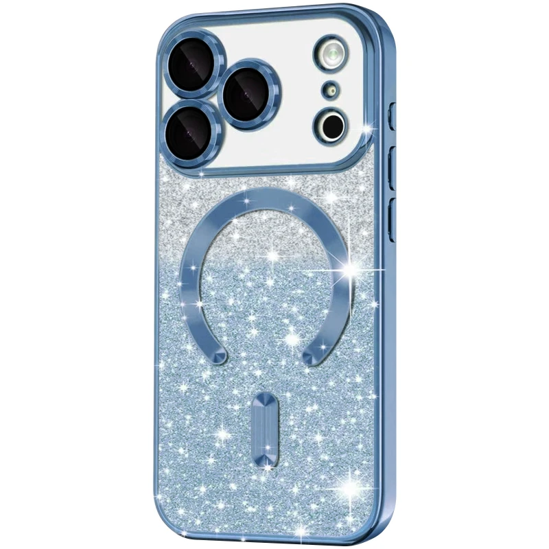 Чохол з блискітками, захисними лінзами на камеру та MagSafe на Apple iPhone 17 Pro Max (6.9") – Блакитний / Sky Blue. Фото 1 з 1