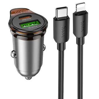 АЗП Hoco NZ16A Rigorous 43W (1USB-A/1C) + кабель Type-C to Lightning фото 1 з 1