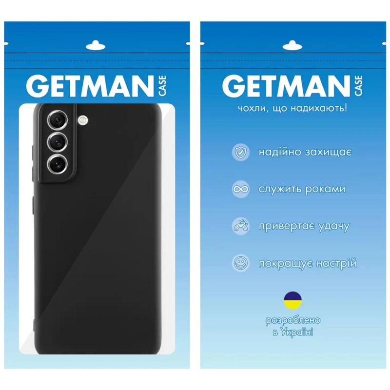 Цветной силиконовый чехол GETMAN с закрытой камерой на Samsung Galaxy S22 – Черный / Black. Фото 9 из 9