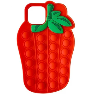 Фігурний силіконовий 3D чохол-антистрес Pop it Bubble Полуниця на Apple iPhone 12 фото 1 з 1