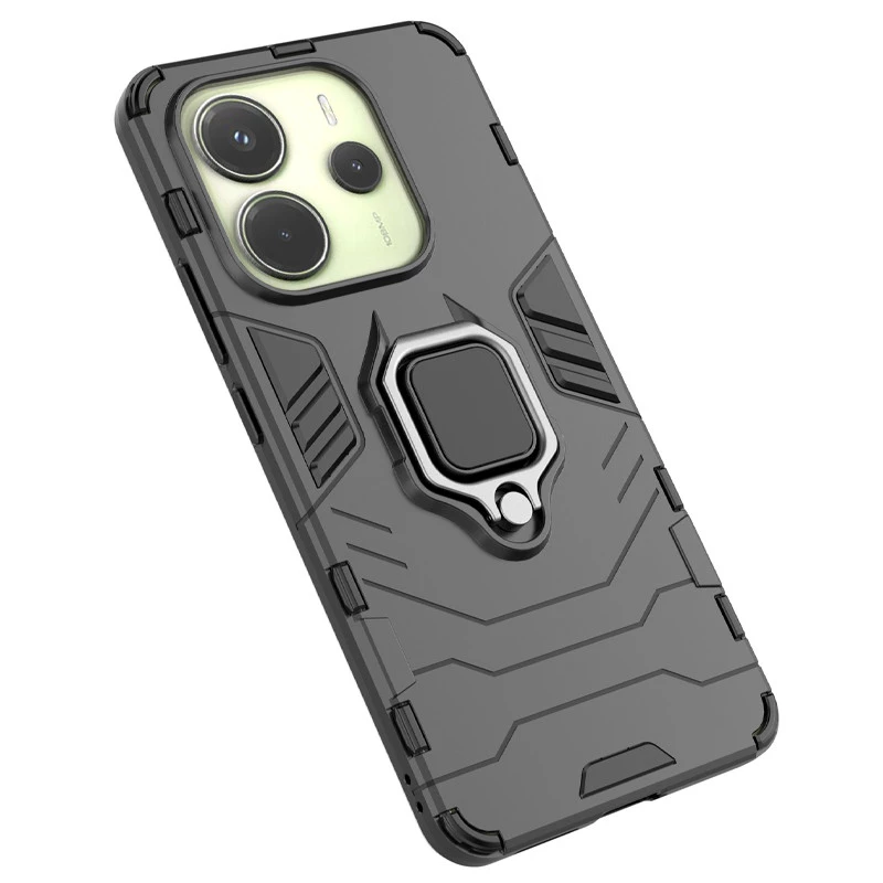 Протиударний чохол Transformer з кільцем на Xiaomi Redmi Note 14 5G – Чорний / Soul Black. Фото 7 з 7