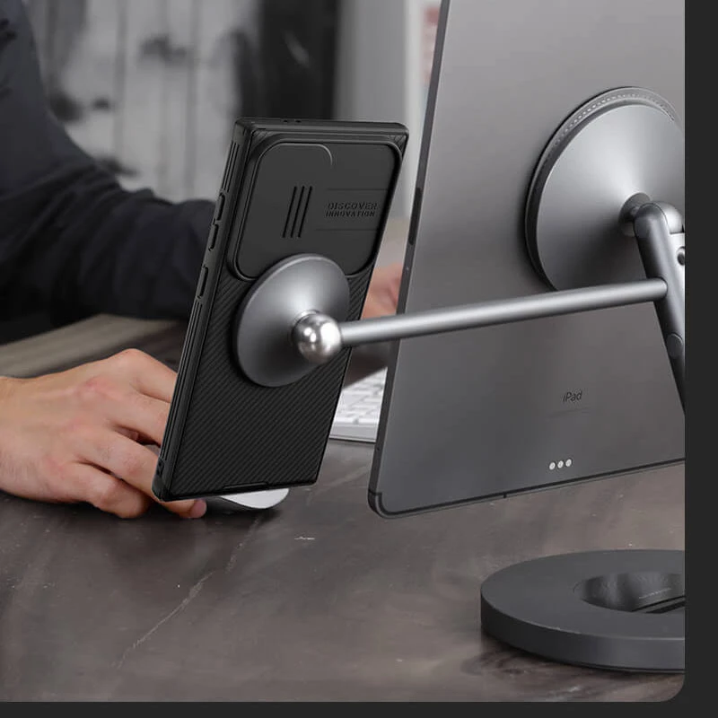 Пластикова накладка Nillkin Pro зі шторкою для камери та магнітом на Samsung Galaxy S24 Ultra – Black. Фото 7 з 8