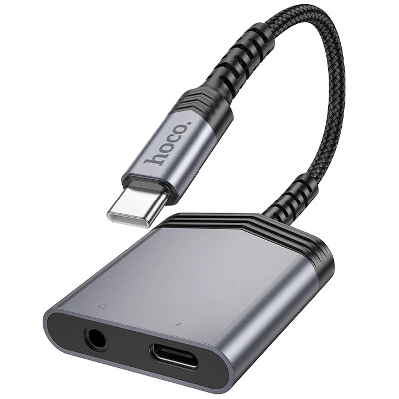 Перехідник Hoco LS39 Type-C to Type-C + 3.5mm – Metal gray. Фото 3 з 6