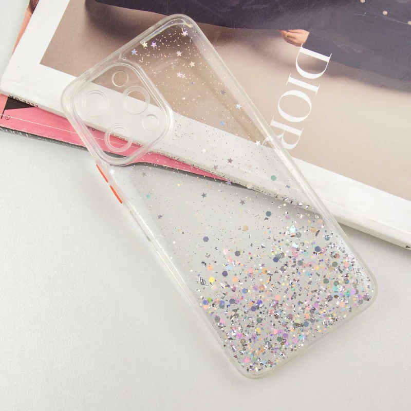 Чохол з блискітками та захистом камери на Xiaomi Redmi 12 – Прозорий. Фото 4 з 9