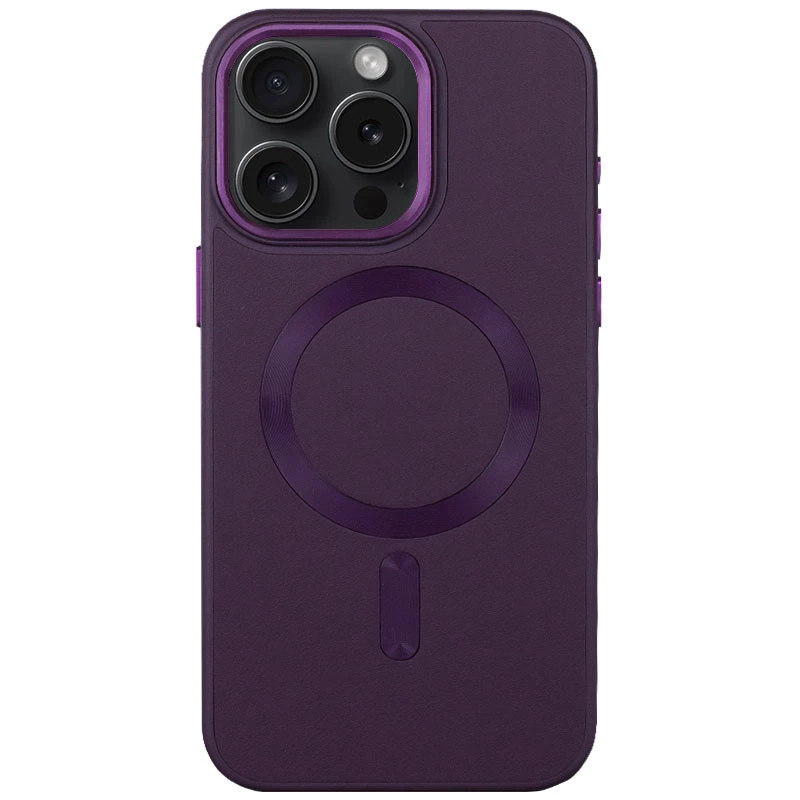 Шкіряний чохол Bonbon з металевими кнопками та MagSafe на Apple iPhone 12 Pro Max (6.7") – Фіолетовий / Dark Purple. Фото 2 з 8