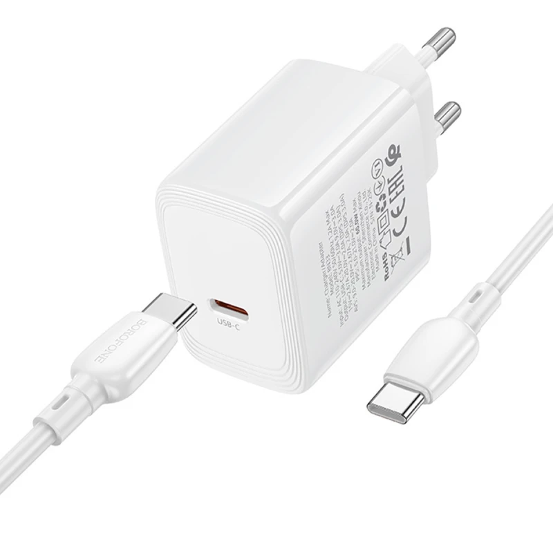 МЗП Borofone BN33 Fuente PD40W (1USB-C) + кабель Type-C to Type-C – White. Фото 6 з 6