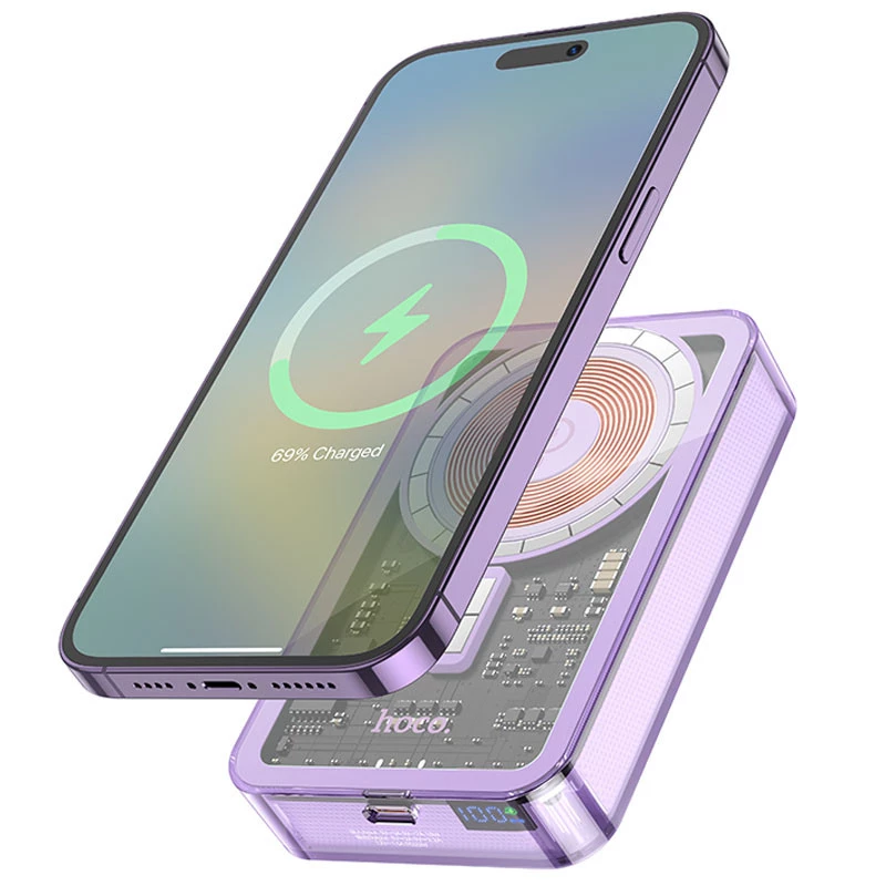 

Портативний зарядний пристрій Power Bank Hoco Q14A Ice Crystal PD20W з БЗП 10000 mAh (Purple)