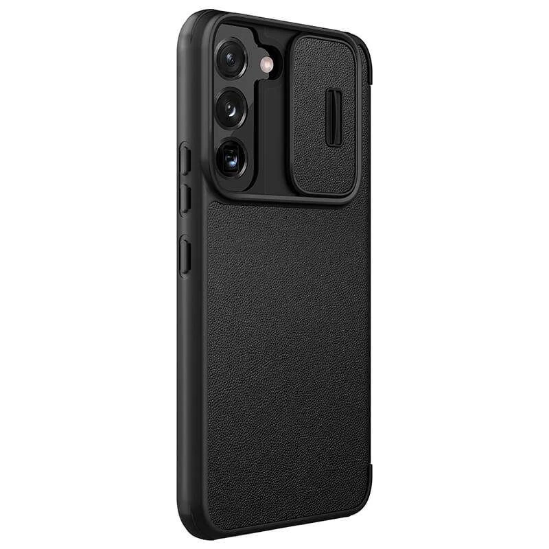 Шкіряний чохол (книга) Nillkin Qin Pro Plain зі шторкою для камери на Samsung Galaxy S23+ – Чорний. Фото 4 з 5