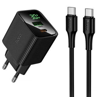 МЗП Hoco CS84A Excellent with digital display PD30W+QC3.0 (1USB-A/1C) + кабель Type-C to Type-C фото 1 з 4