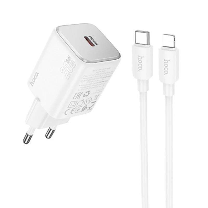 

СЗУ Hoco N40 Mighty 1C PD20W + Type to Lightning (White)