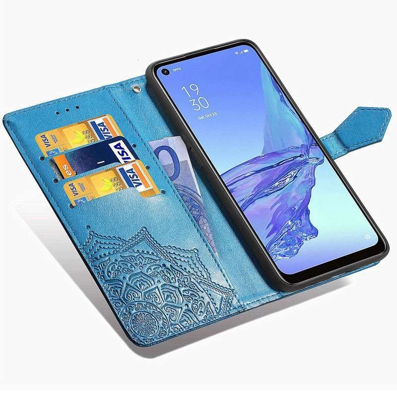 Шкіряний чохол-книжка Art Case з візитницею для Oppo A53 / A32 / A33 – Синій. Фото 4 з 6