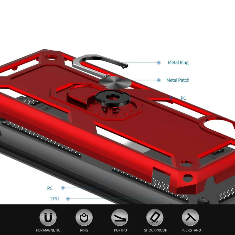 Протиударний чохол Serge Ring з кільцем на Xiaomi Redmi 9A – Червоний. Фото 7 з 7