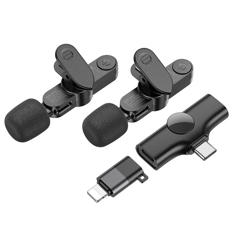 Петличный беспроводной микрофон Borofone BFK12 Trophy lavalier Lightning/Type-C – Black. Фото 11 из 15