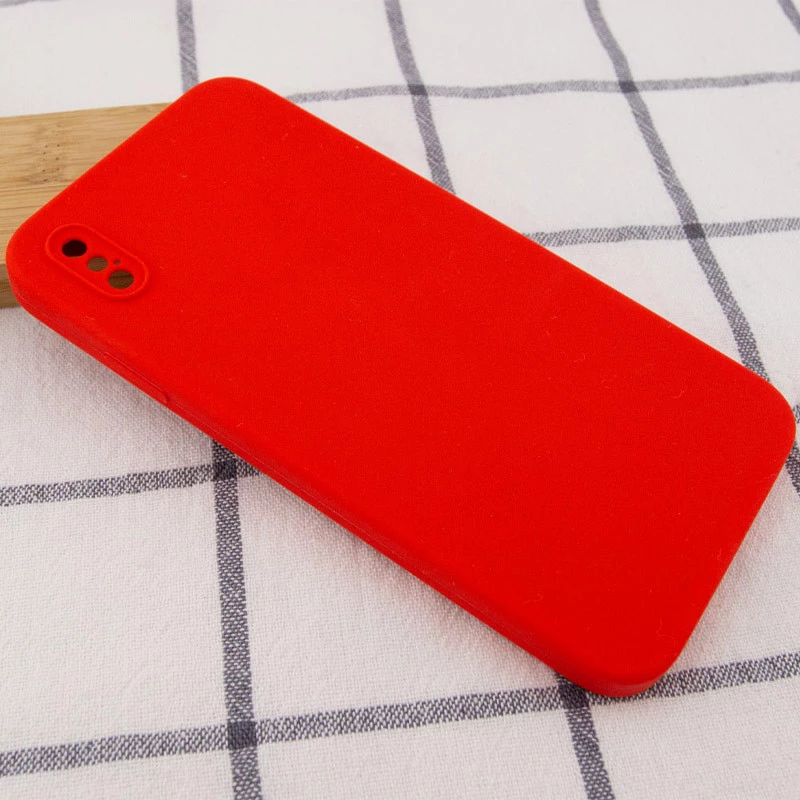 Чехол Silicone Case Square L с защитой камеры для Apple iPhone XS (5.8") – Красный / Red. Фото 2 из 3