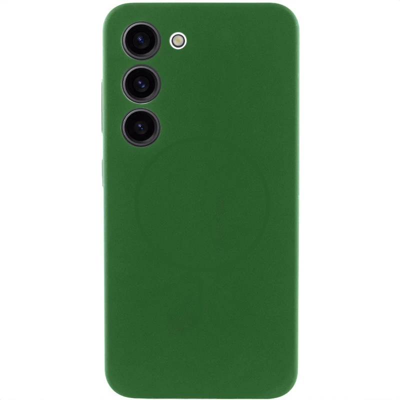 Чохол Silicone Cover Lakshmi Full Camera (AA) with Magnetic Fit для Samsung Galaxy S23 – Зелений / Dark green. Фото 1 з 8