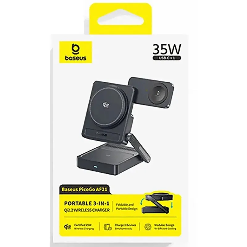 БЗП Baseus PicoGo AF21 Portable 3in1 35W Qi2.2 (E02054) – Cosmic Black. Фото 4 з 6