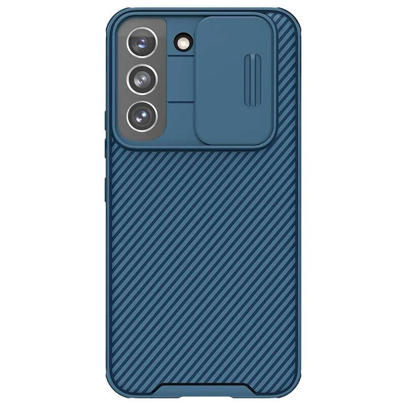 

Карбоновая накладка Nillkin со шторкой для камеры для Samsung Galaxy S22 (Синий / Blue), Синій / blue