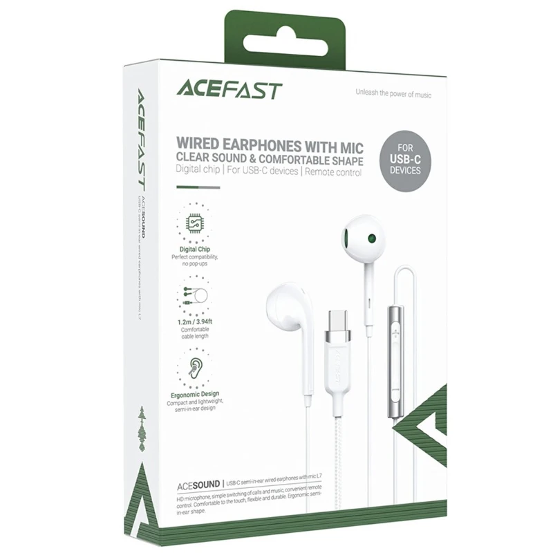 Стерео навушники Acefast L7 Type-C – White. Фото 2 з 5