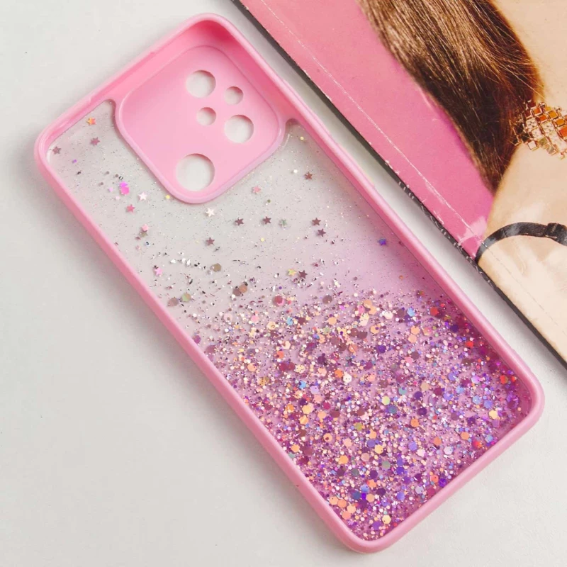 Чохол з блискітками та захистом камери на Xiaomi Redmi 12C / Poco C55 – Рожевий. Фото 6 з 9