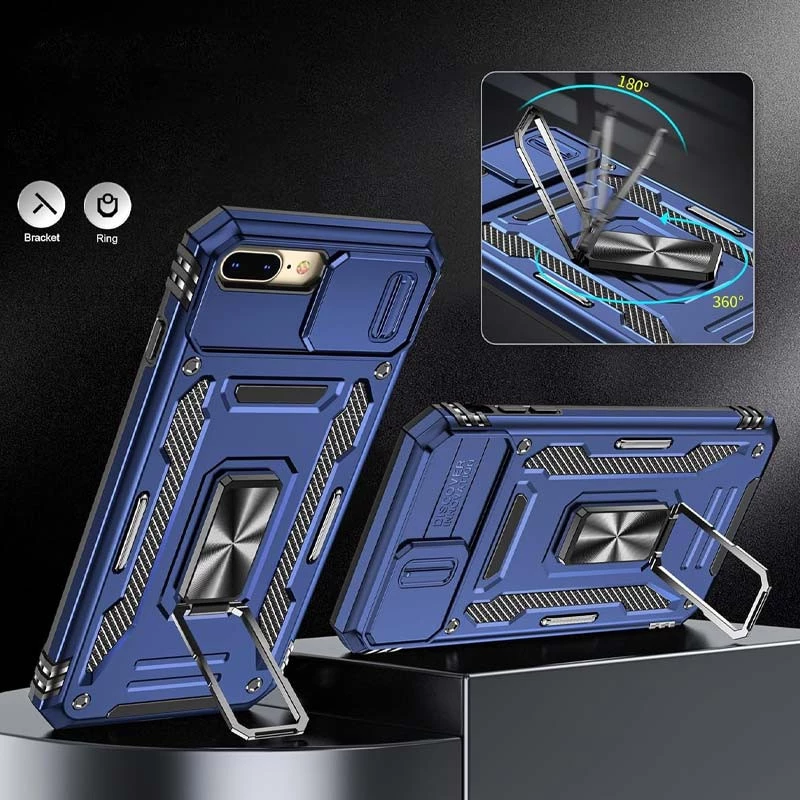 Ударостійкий чохол Square Ring зi шторкою на камеру на Apple iPhone 7 plus / 8 plus – Синій / Navy. Фото 4 з 6