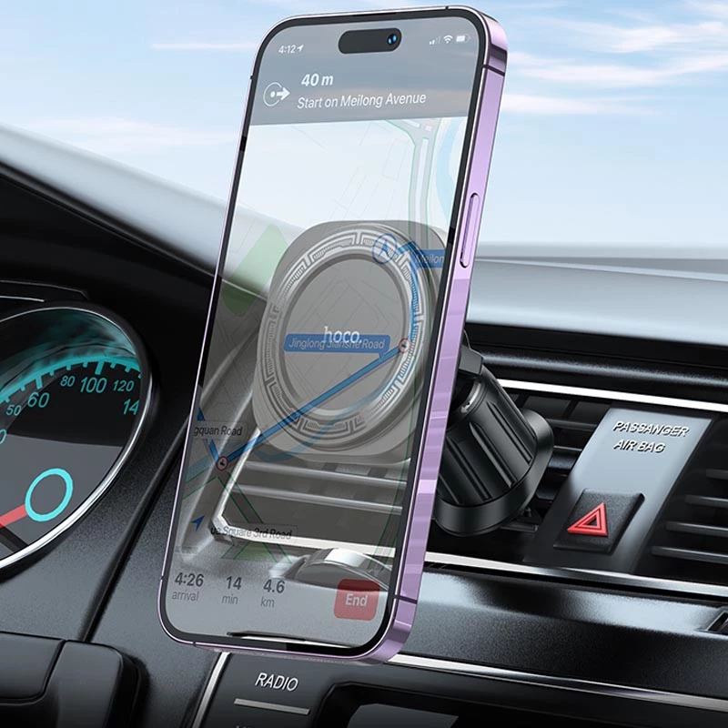 Автотримач Hoco H28 Rainbow ring magnetic (air outlet) – Black. Фото 5 з 7