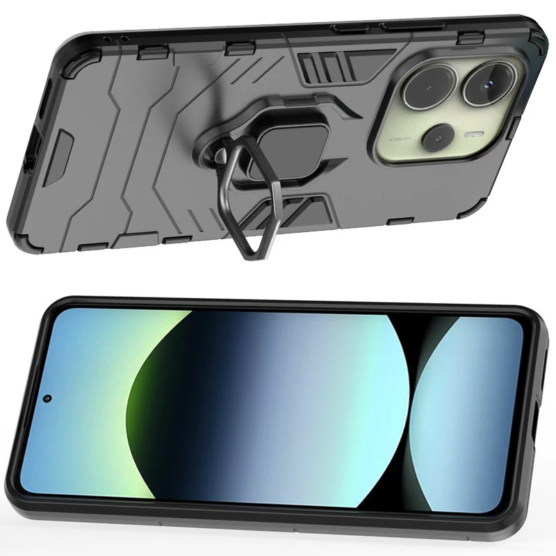 Протиударний чохол Transformer з кільцем на Xiaomi Redmi Note 14 5G – Чорний / Soul Black. Фото 4 з 7