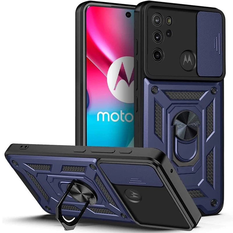 

Ударопрочный чехол Serge Ring с защитой камеры для Motorola Moto G60S (Синий), Синій