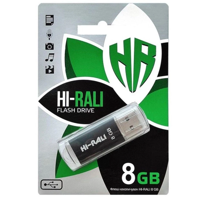 

Флеш накопитель USB Hi-Rali Rocket 8 GB Черная серия (Черный), Чорний