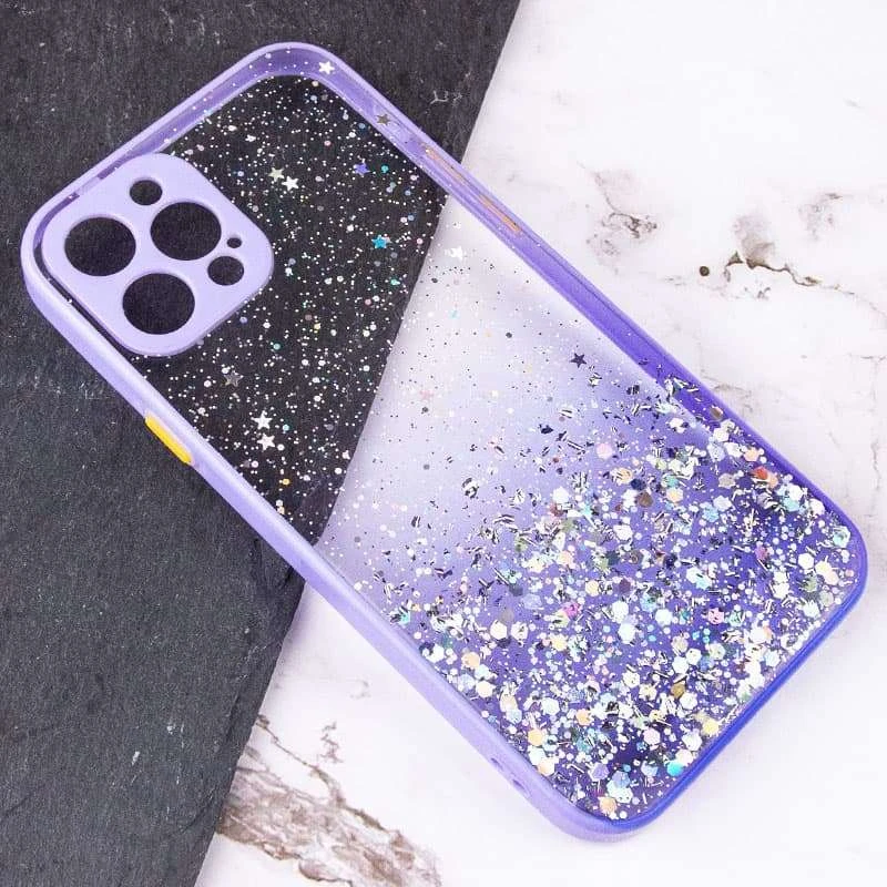 Чехол с блестками и защитой камеры для Apple iPhone 12 Pro (6.1") – Сиреневый. Фото 3 из 4