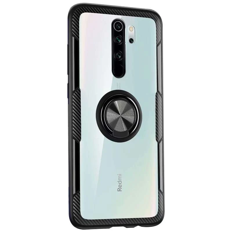 

Чохол Deen CrystalRing з магнітним кільцем на Xiaomi Redmi 9 (Безбарвний / Чорний)