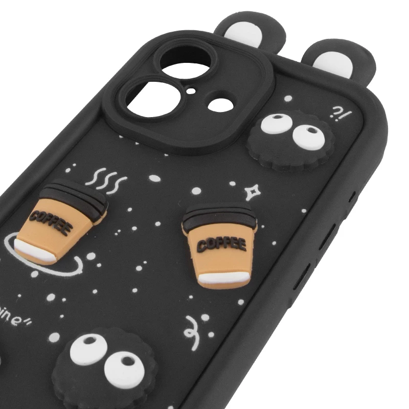 Силіконовий чохол Funny Toys with Ears для Apple iPhone 16 – Black. Фото 7 з 8